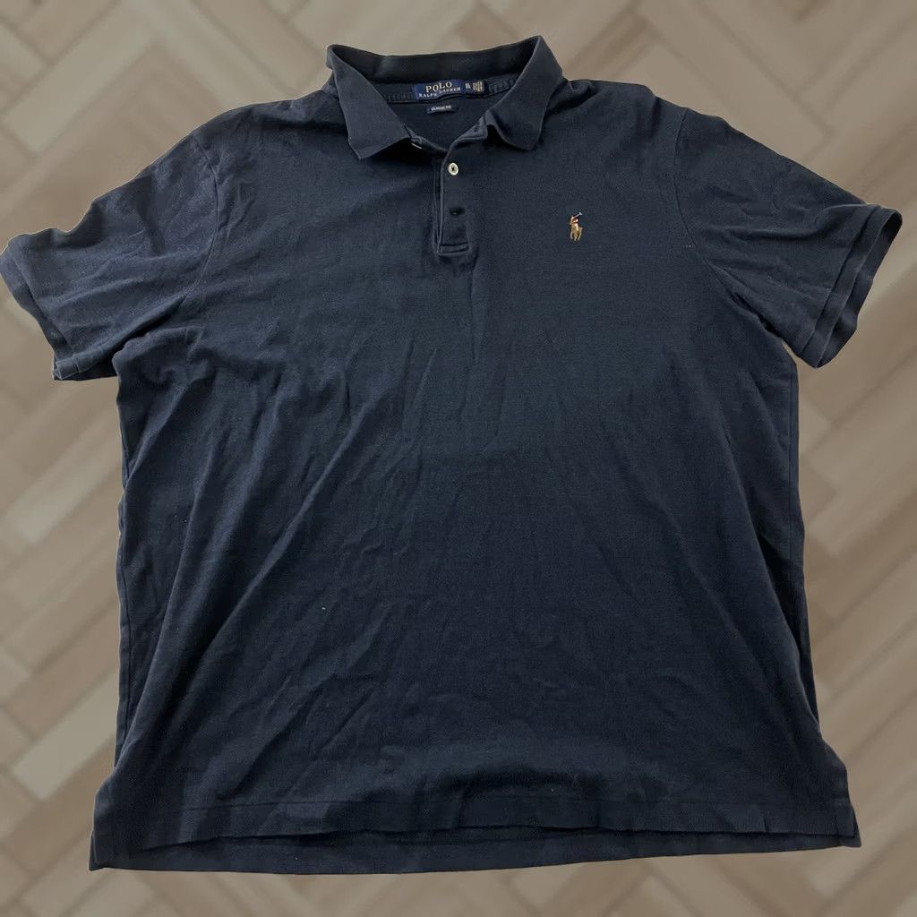 Vintage Polo Shirt Polo Ralph Classic Fit Short Sleeve XL Solid Dark Blue Mens Size US XL / EU 56 / 4 - 1 Thumbnail