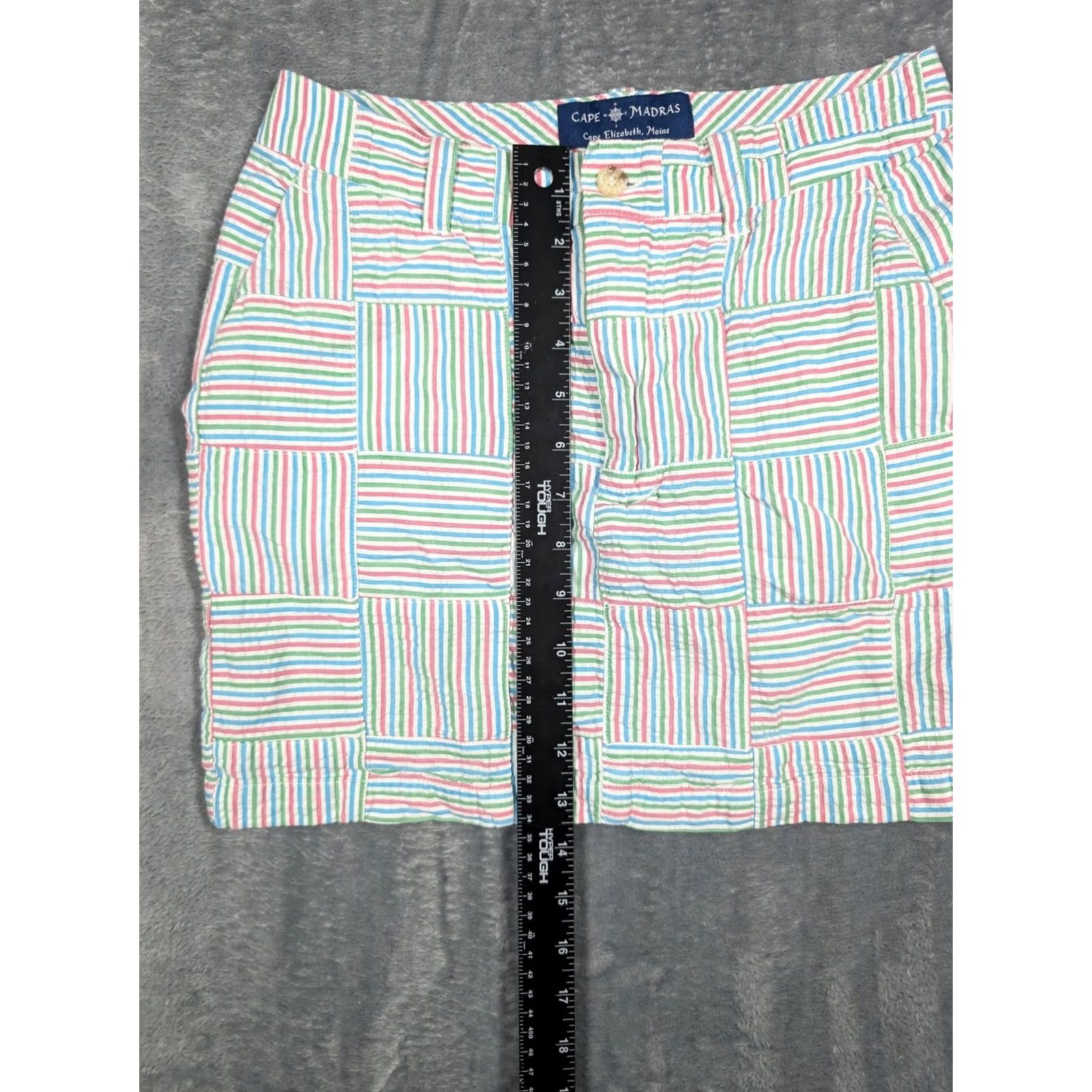 Pinko VINTAGE Cape Madras Skirt Womens 0 Pink Green Blue Striped Patchwork Mini Summer Preppy Size 25" / US 0 / IT 36 - 3 Thumbnail
