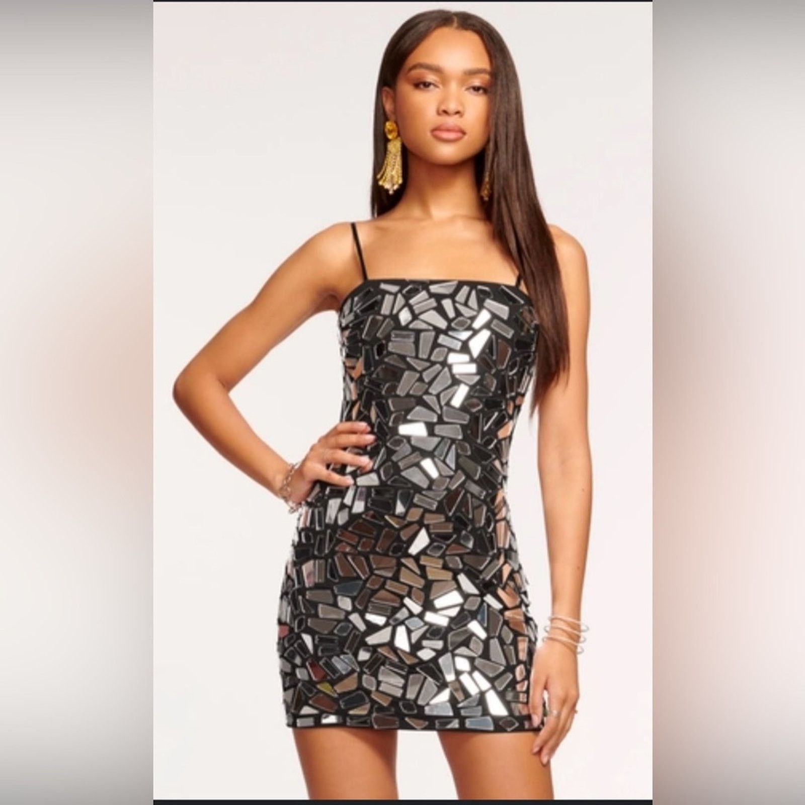 Ramy Brook NWT Ramy Brook $795 Black/Silver Mirror Mini Dress Size 00 Size XXS / US 00 / IT 34 - 1 Thumbnail