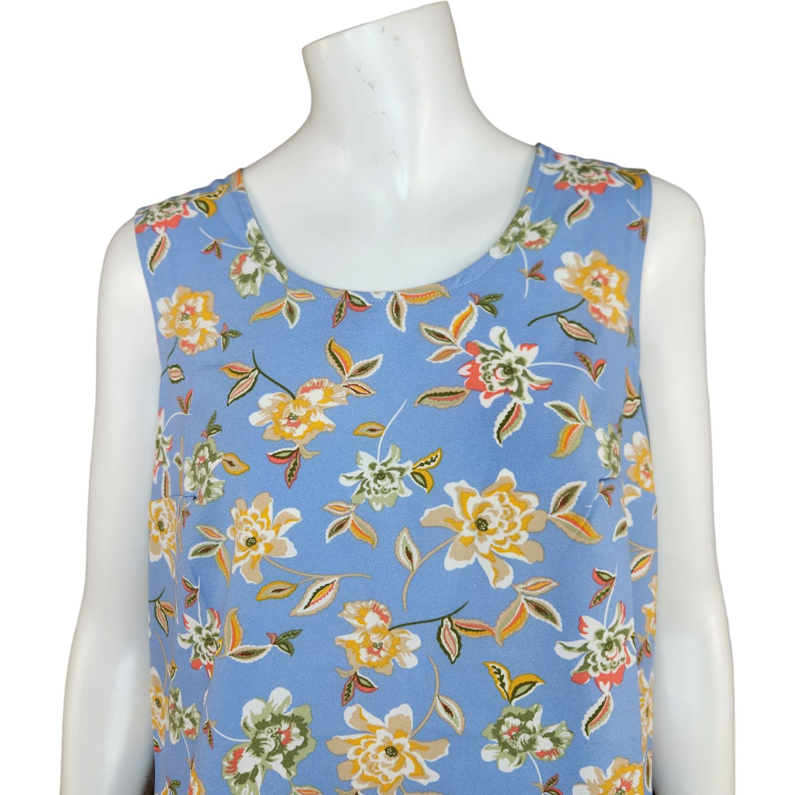Denim & Co. Denim & Co Sleeveless Tank Top Blue Floral X-Small NWOT Size XS / US 0-2 / IT 36-38 - 2 Thumbnail