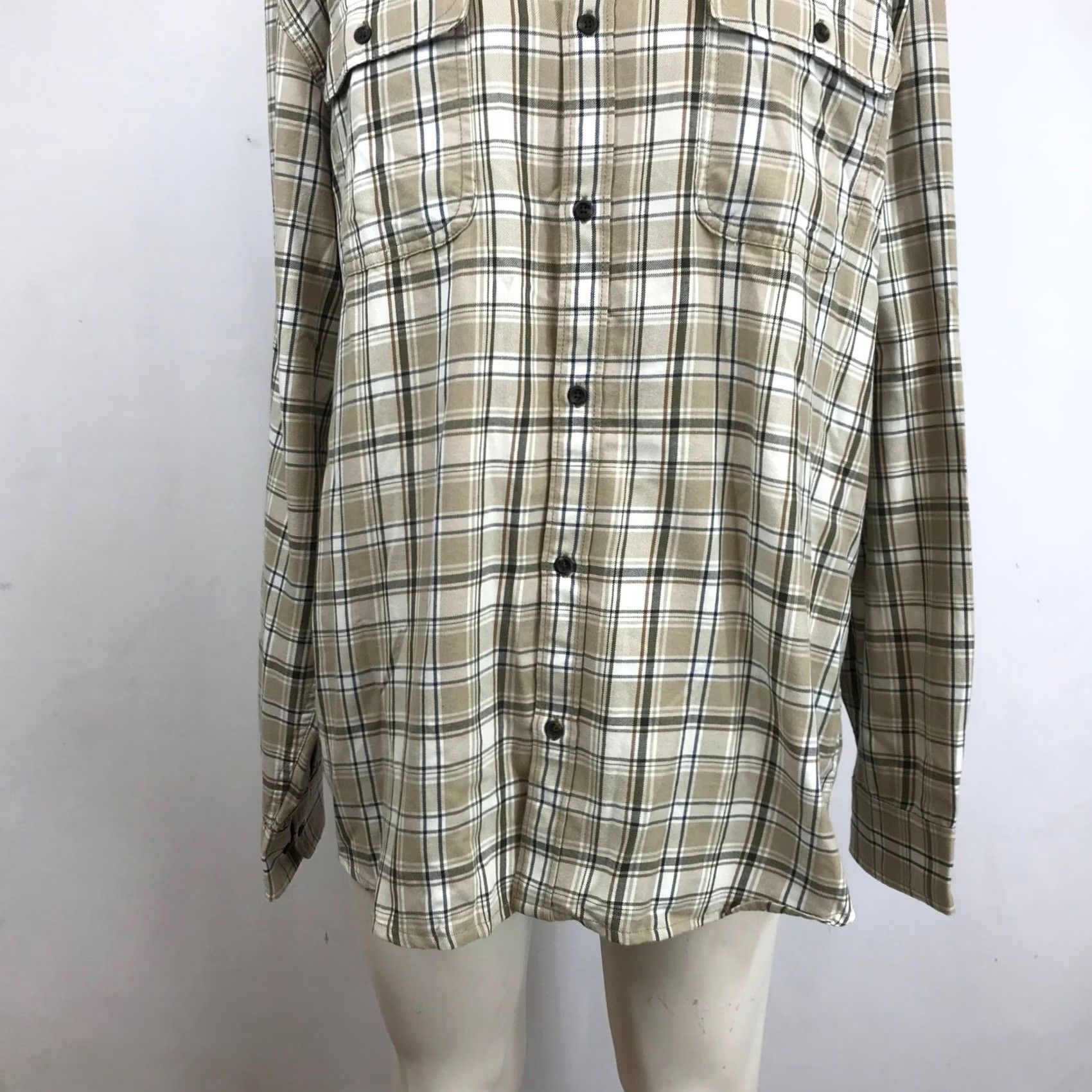 Prana prAna Edgewater Shirt Mens XXL Chalk Tan Plaid Long Sleeve Button Up Size US XXL / EU 58 / 5 - 3 Thumbnail
