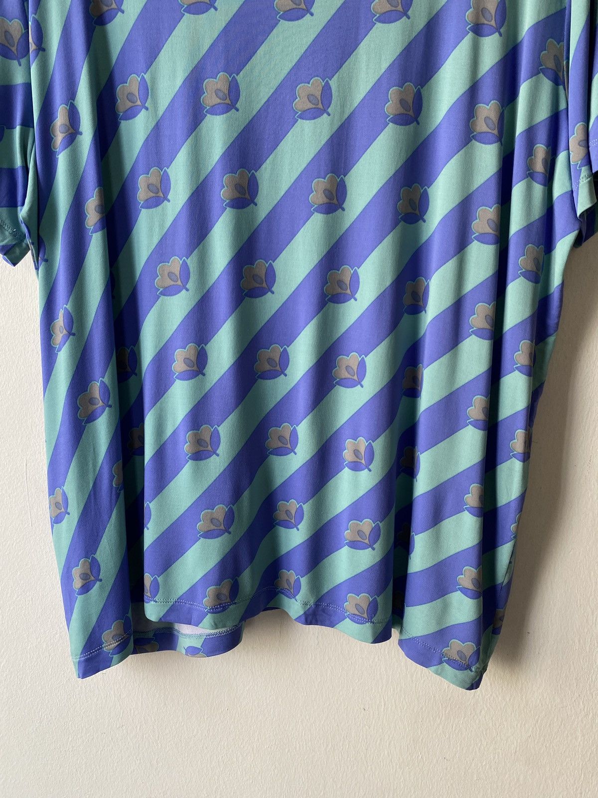 Maison Margiela MM6 Floral Motif Stripe Casual Rayon T Shirt Size M / US 6-8 / IT 42-44 - 7 Thumbnail