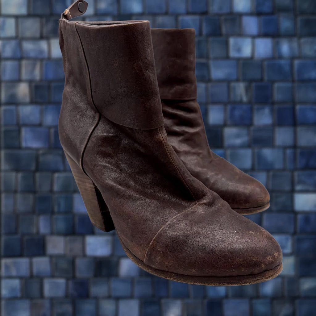 Rag & Bone Rag & Bone Brown Leather Ankle Booties Block Heel Zip Boot Womens Size 9 Size US 9 / IT 39 - 1 Thumbnail