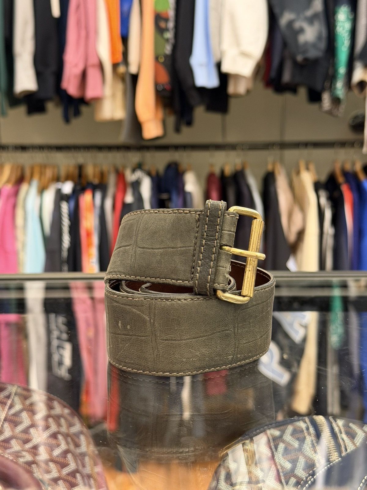 Versace Gianni Versace Green Belt w/ Gold Buckle Size ONE SIZE - 1 Thumbnail