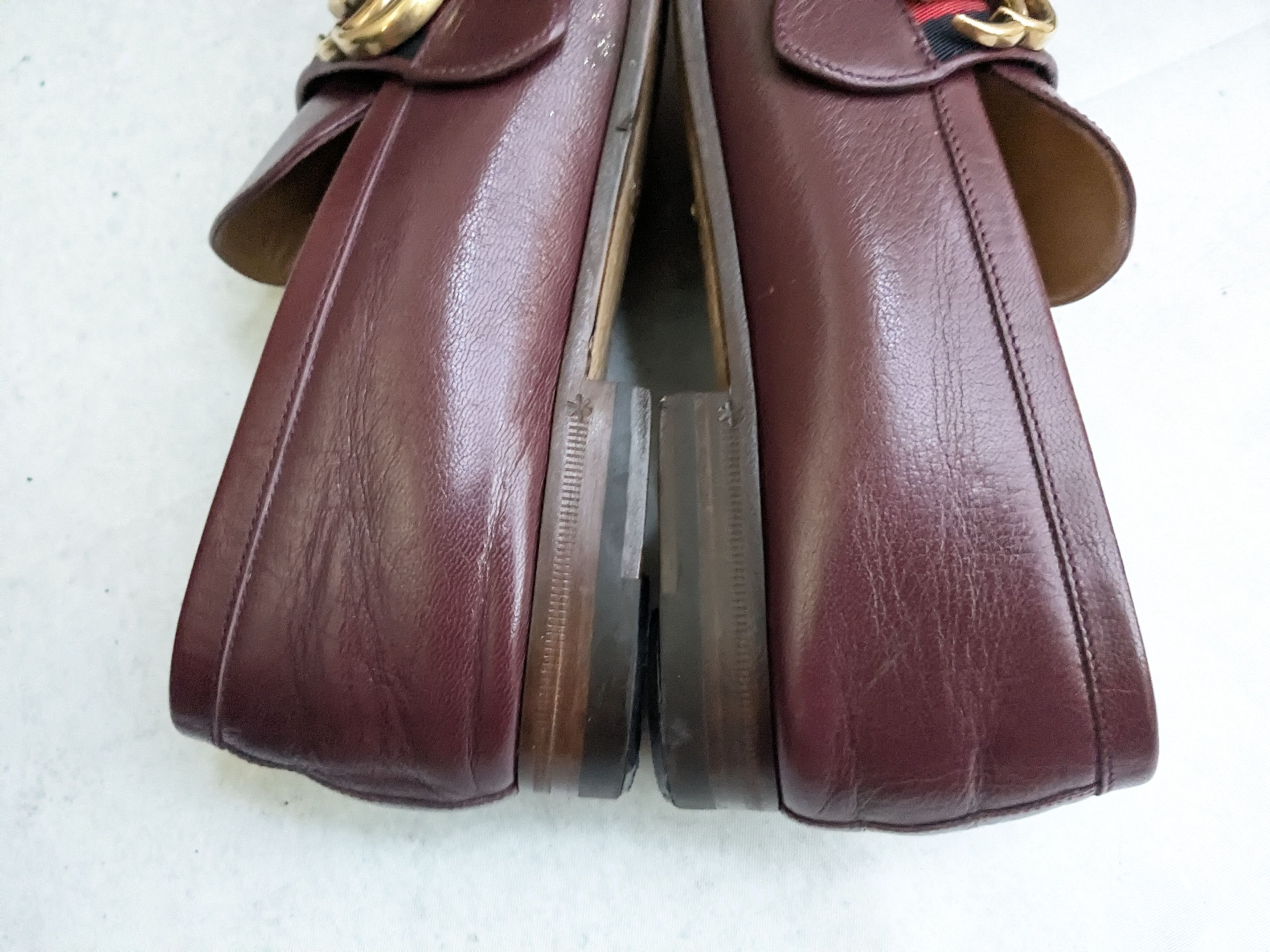 Gucci Gucci Loafers Burgundy 10 Leather Web GG Size US 10 / EU 43 - 11 Thumbnail