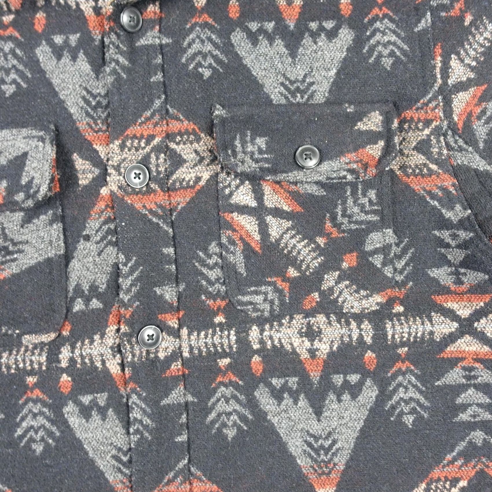 Vintage JACHS Shirt Jacket Mens L Black Aztec Sherpa Lined Shacket Wool Geometric Flannel Polyester Mid-Length Button Casual Travel Size US L / EU 52-54 / 3 - 3 Thumbnail