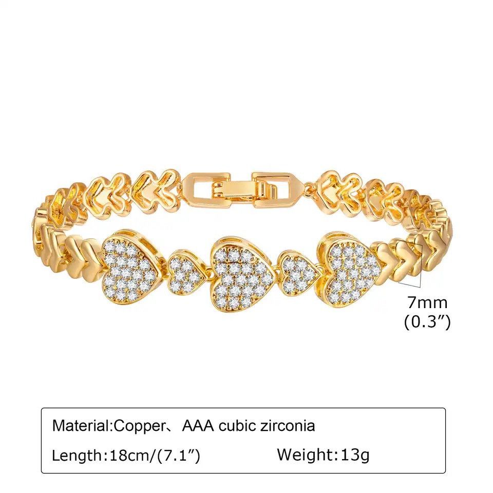 Other Glamour Heart Charm Chain Bracelet Size ONE SIZE - 2 Thumbnail