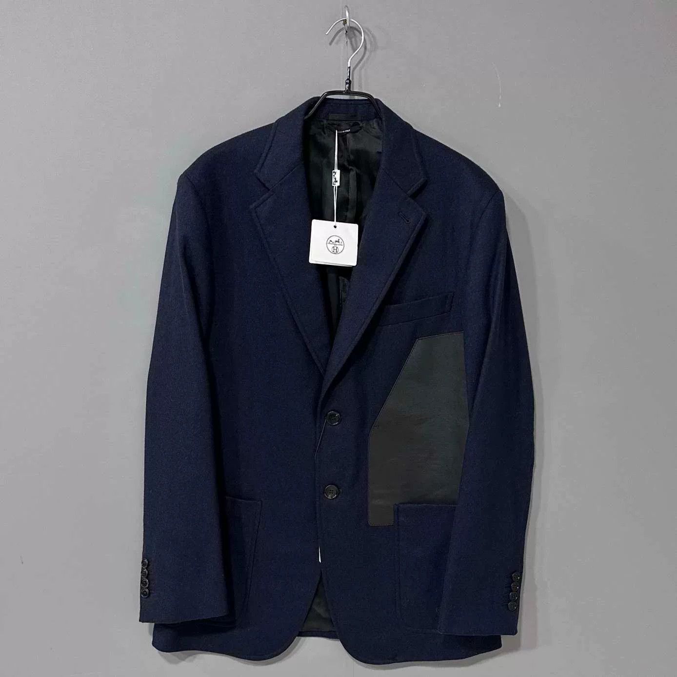 Hermes HERMES Wool Leather Trim Blazer Size US L / EU 52-54 / 3 - 1 Thumbnail