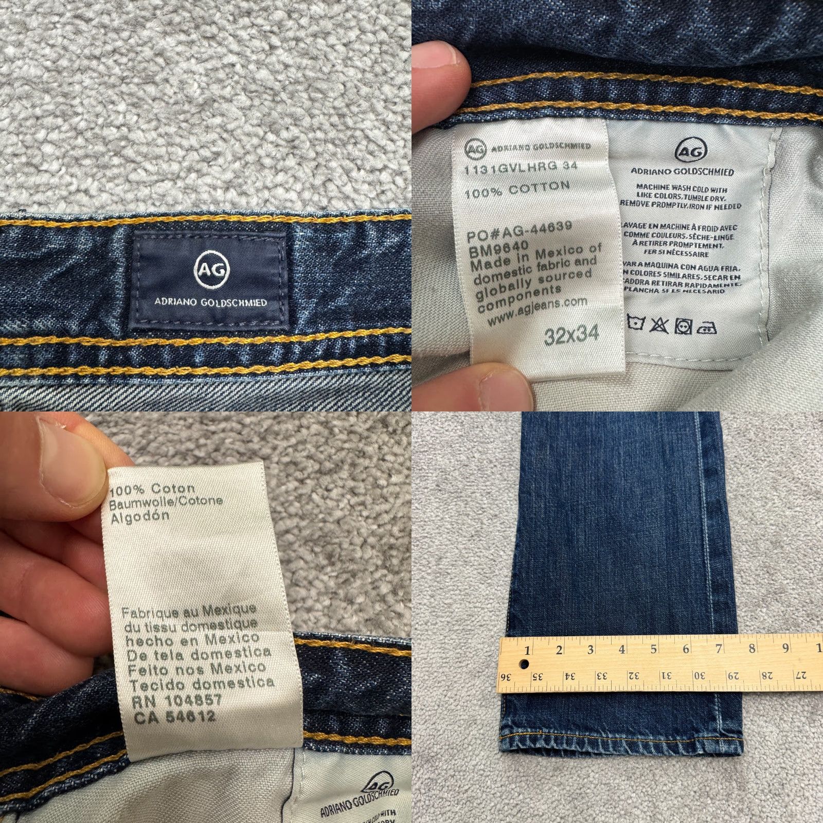 Vintage AG Adriano Goldschmied The Matchbox Jeans Slim Straight Mens 32x34 Blue Distressed 5-Pocket Denim Cotton Blend Casual Retail Size US 32 / EU 48 - 8 Thumbnail