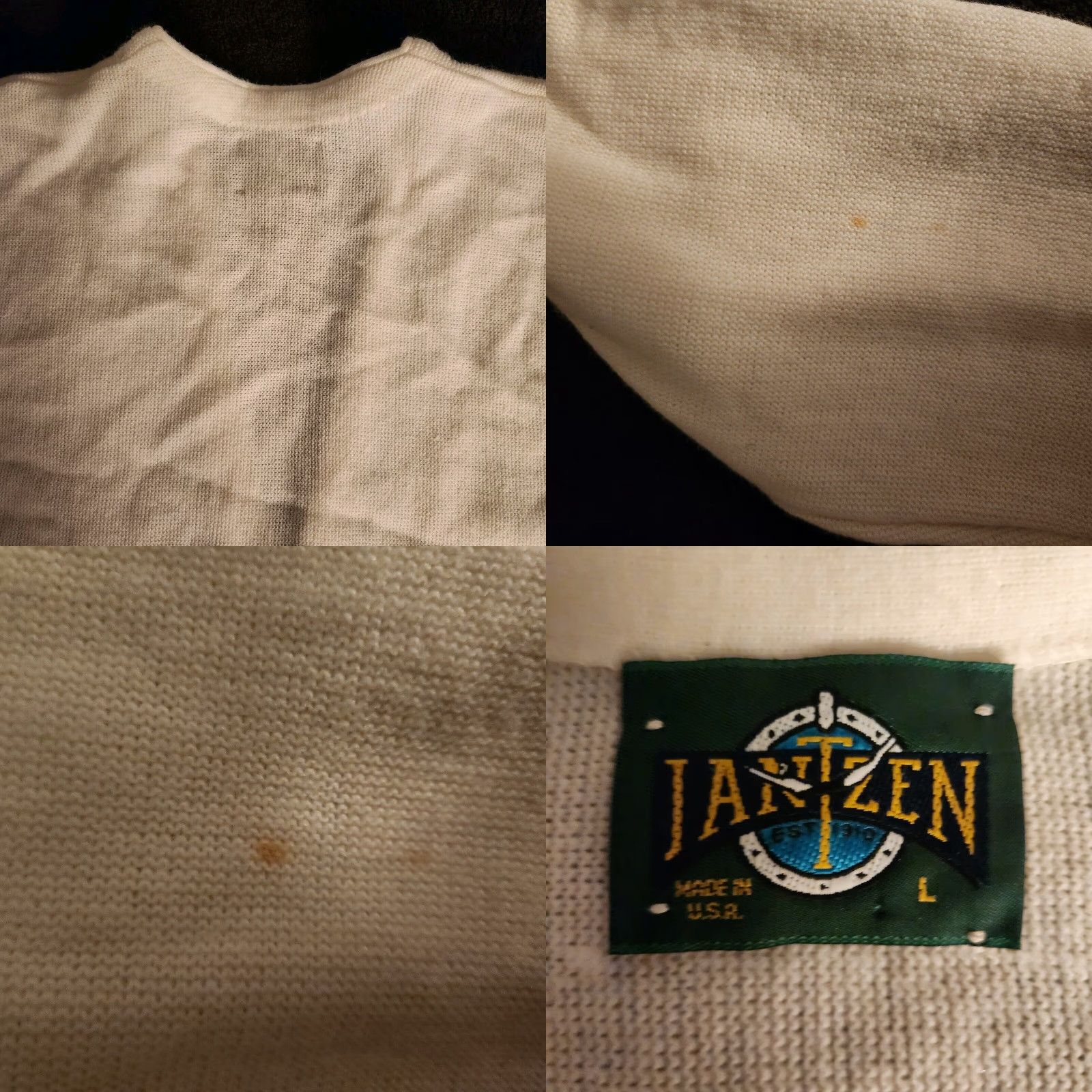 Jantzen VINTAGE Jantzen Cardigan Sweater Knit Mens Large Ivory USA Size US L / EU 52-54 / 3 - 8 Thumbnail