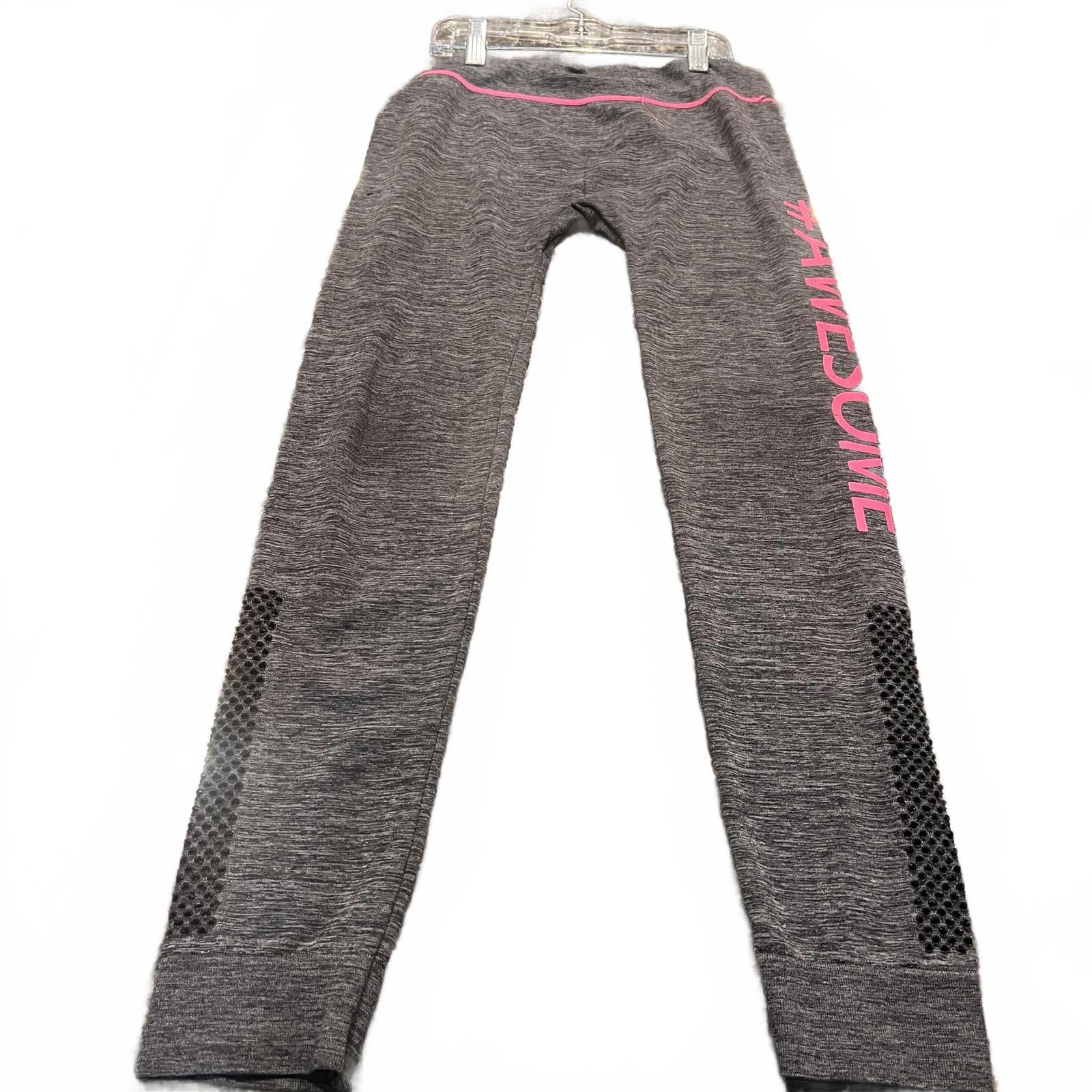 Unknown London Women's Gray Activewear Leggings with Pink 'AWESOME' Print Size 28" / US 6 / IT 42 - 1 Thumbnail