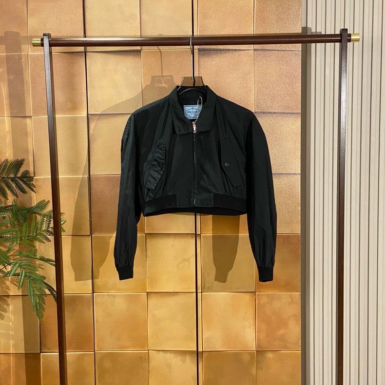 Prada Size 36 23ss new black back triangle pilot jacket 25