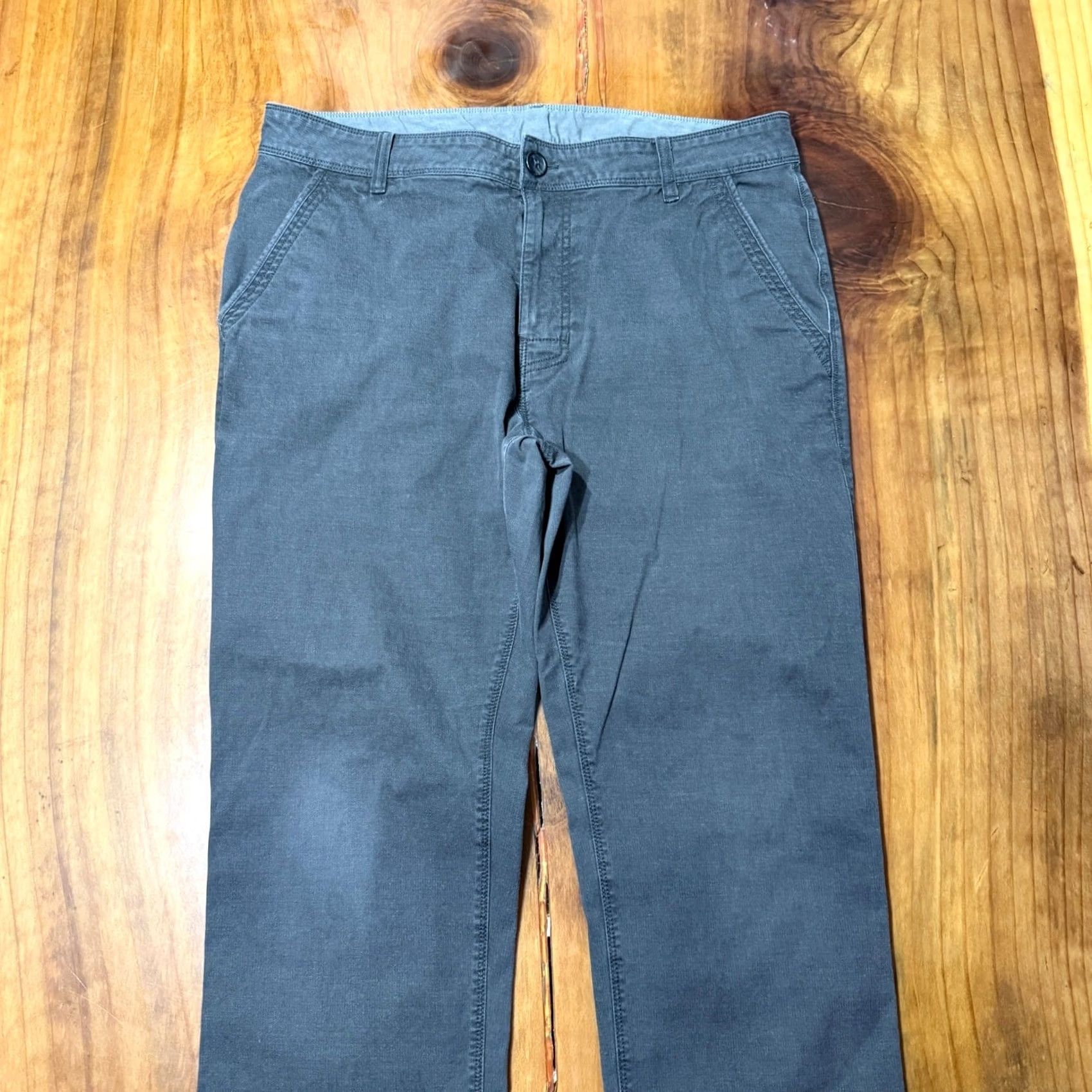 Prana prAna Mens Pants 35x30 Gray Cotton Straight 5-Pocket Chino Vintage No Size US 35 - 3 Thumbnail