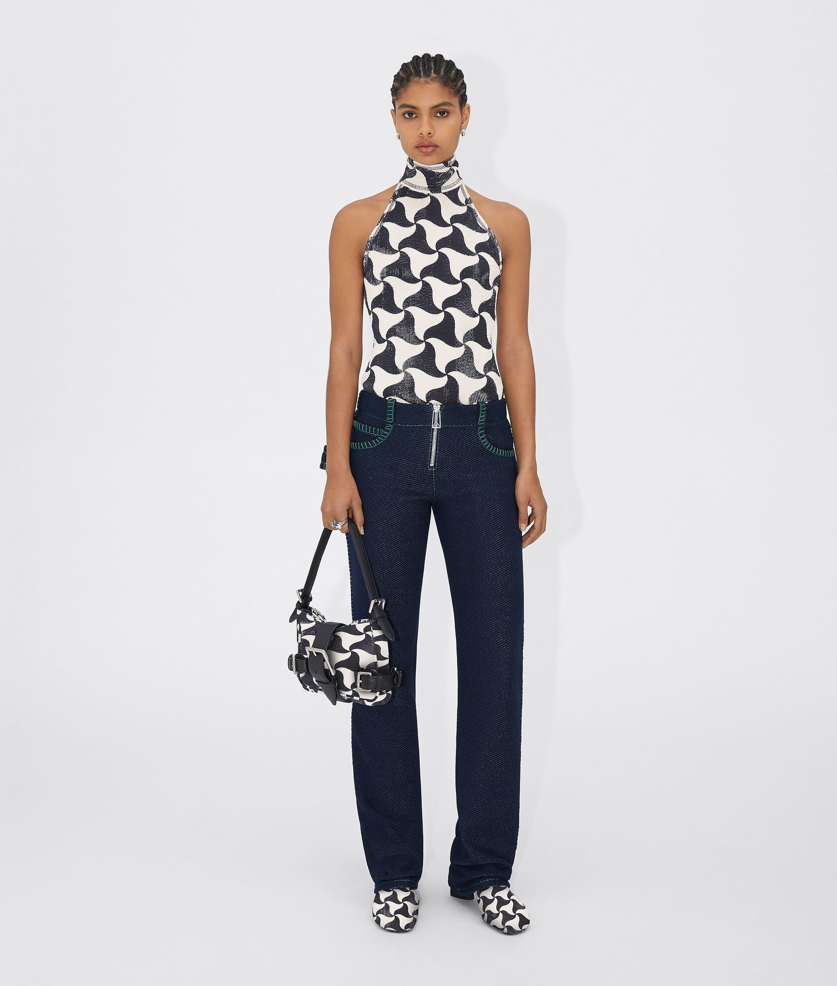 Bottega Veneta o1n1vont1224 Blouse in Black & White Size XL / US 12-14 / IT 48-50 - 1 Thumbnail