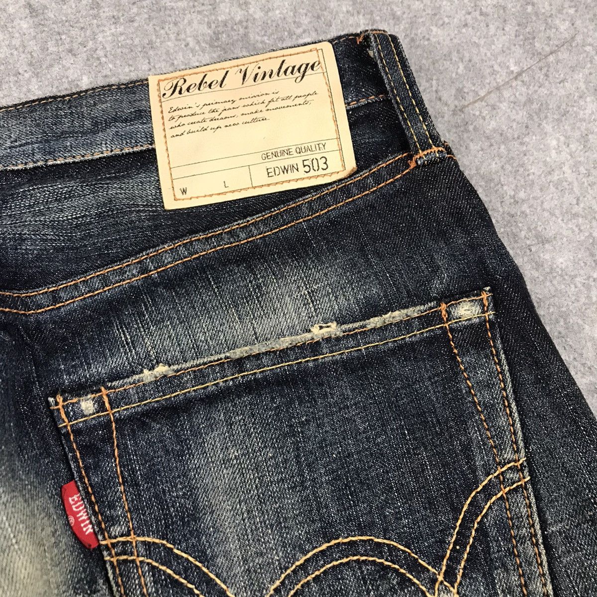 If Six Was Nine × Le Grande Bleu (L.G.B.) RIPPED DISTRESSED PATCHWORK EDWIN JAPANESE DENIM PANTS Size US 30 / EU 46 - 19 Thumbnail