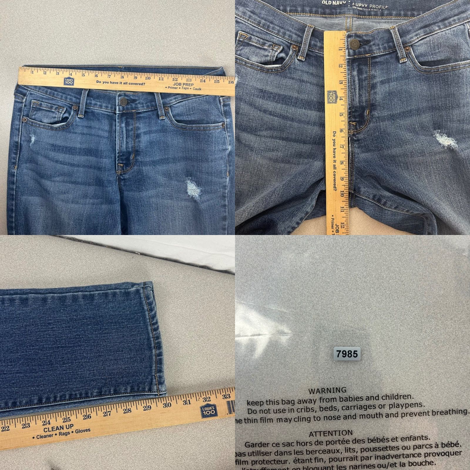 Old Navy Old Navy Curvy Skinny Jeans Womens 8 Medium Blue Distressed Darci Mid-Rise Jeans Size 30" / US 8 / IT 44 - 8 Thumbnail