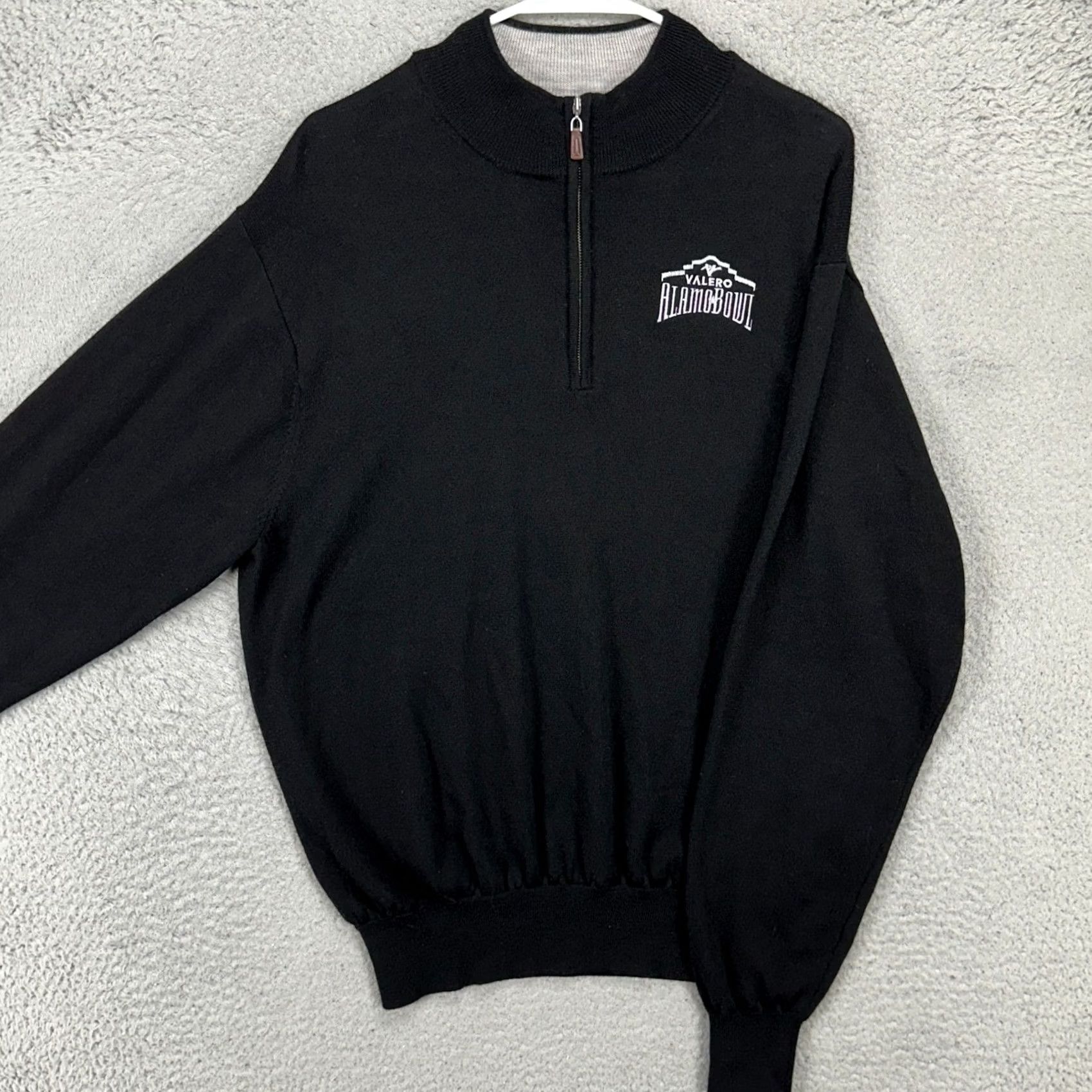 Peter Millar Peter Millar Mens Pullover Sweater Large Black 100% Merino Wool Knit Quarter Zip Mock Neck Size US L / EU 52-54 / 3 - 2 Thumbnail
