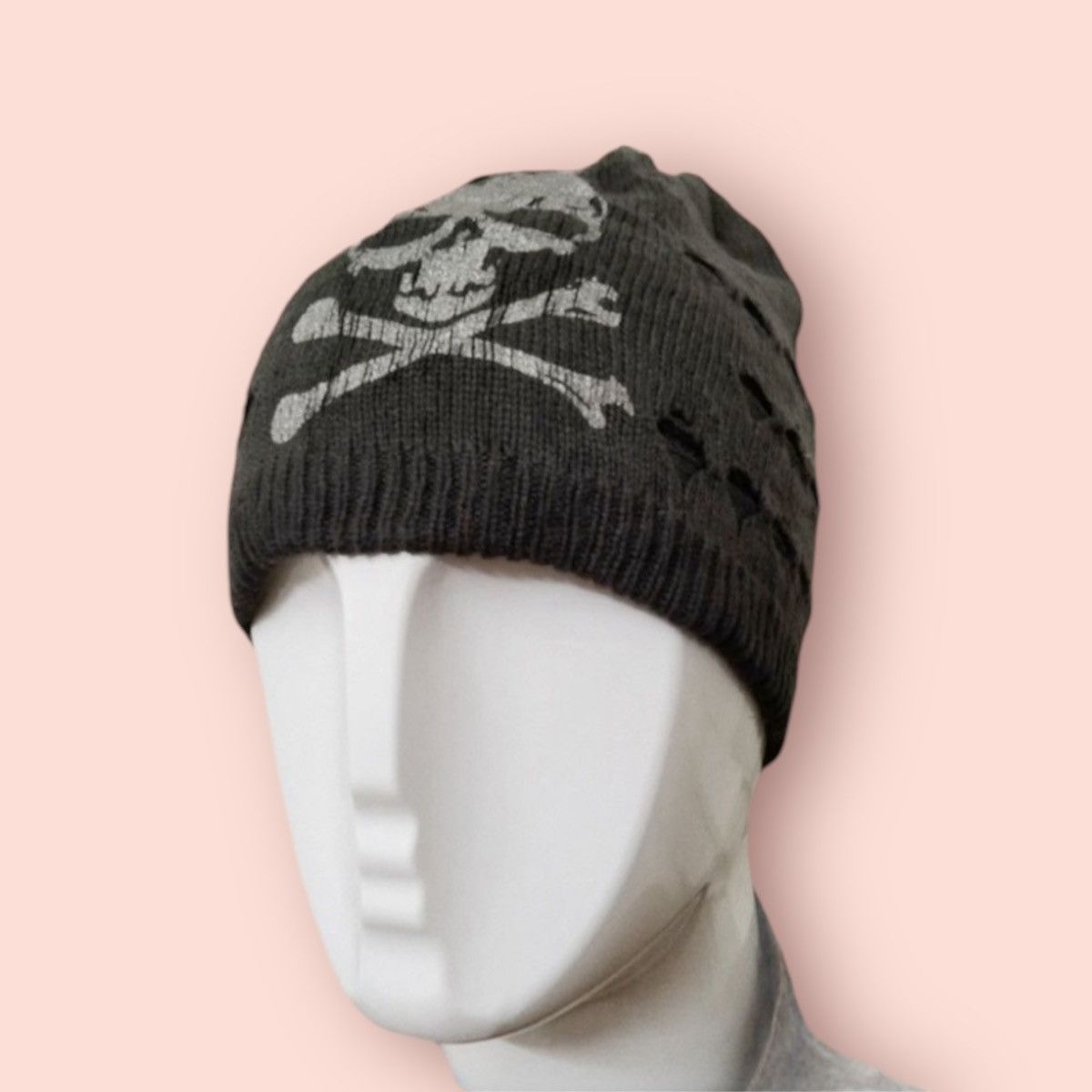 Other SKULL PUNK BONDAGE REVERSIBLE STRIPED DISTRESSED BEANIE Size ONE SIZE - 4 Thumbnail