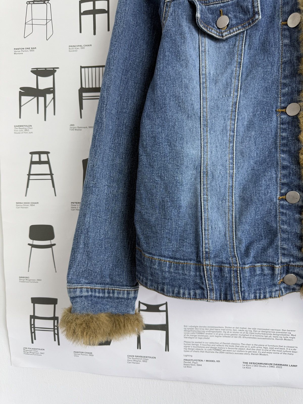 Japanese Brand y2k Faux Fur cropped denim penny lane afghan coat jacket S Size S / US 4 / IT 40 - 4 Thumbnail