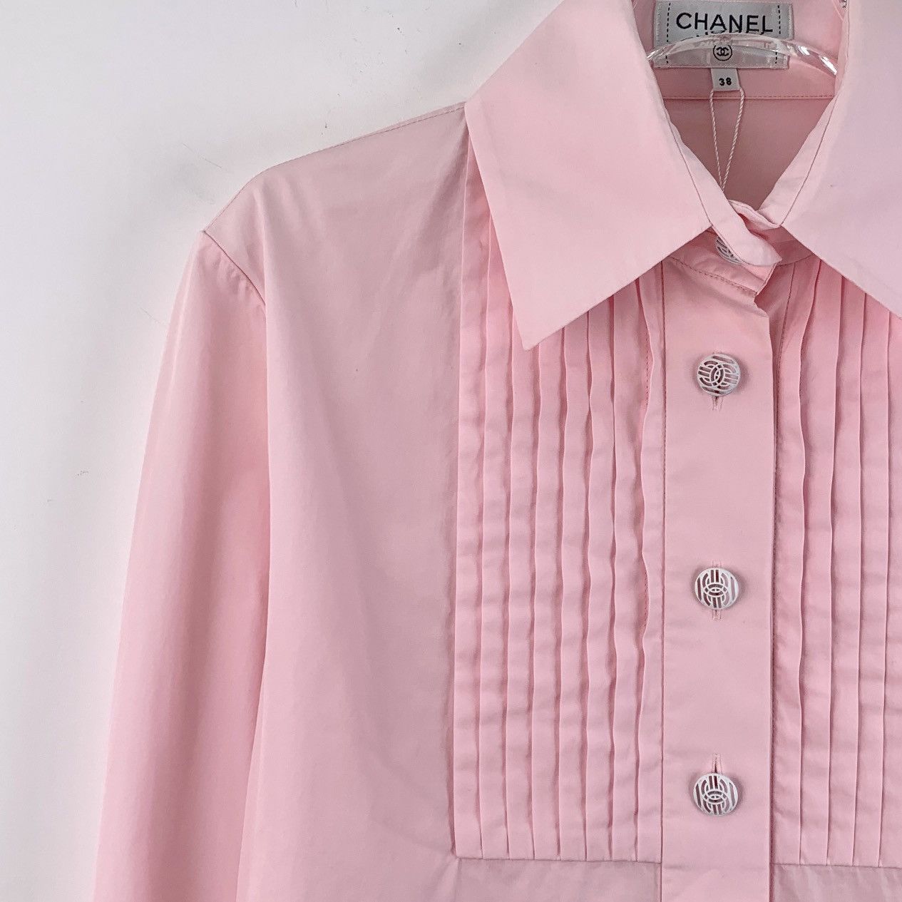Chanel Chanel Pink Pleated Design Cotton Shirt Size S / US 4 / IT 40 - 3 Thumbnail