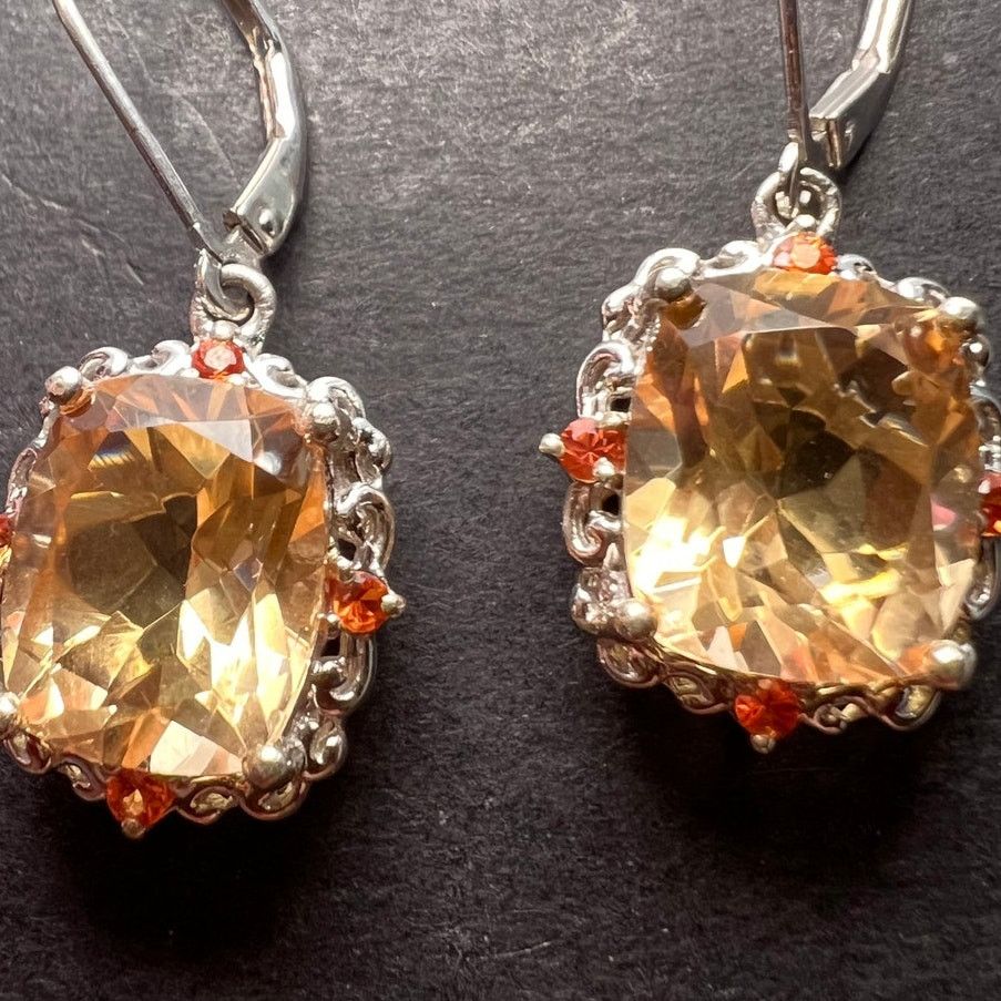 Other Morganite quartz and orange spinel sterling silver earrings Size ONE SIZE - 1 Thumbnail