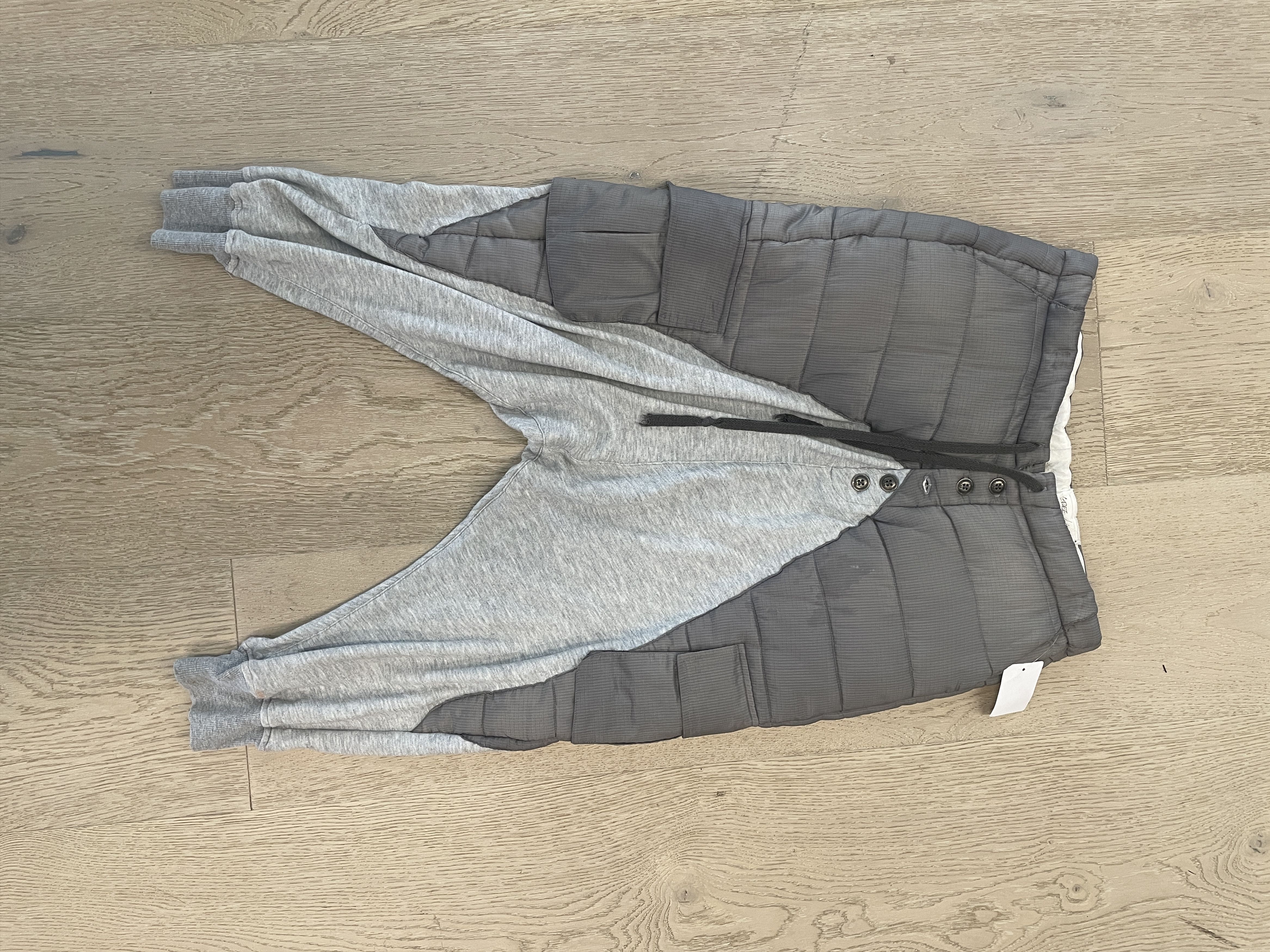 image of Greg Laurent Grey Padded Drop Crotch Sweatpants Size 3, Men's