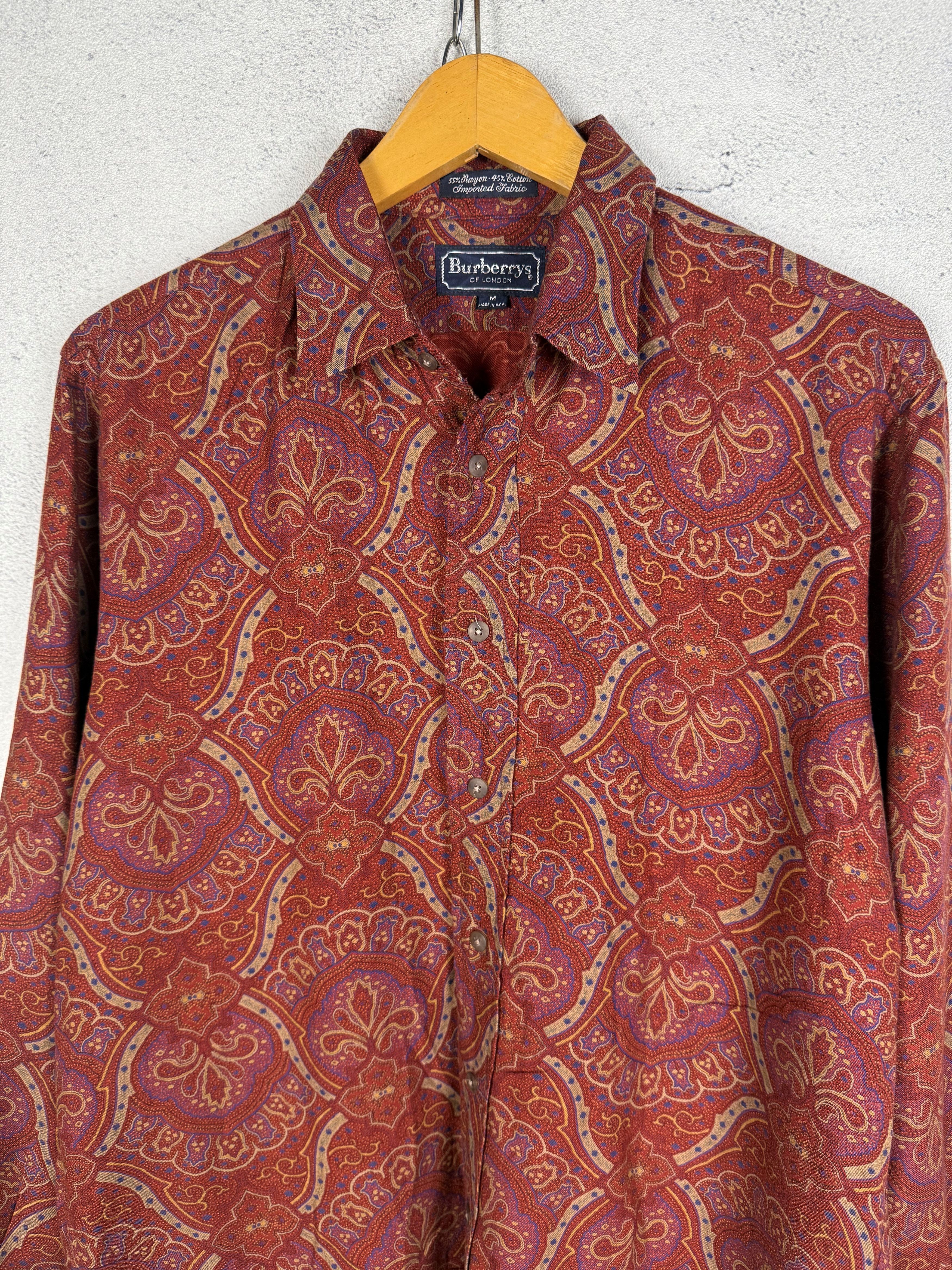 Burberry Vintage 90s Burberry Rayon Shirt Size US M / EU 48-50 / 2 - 1 Thumbnail