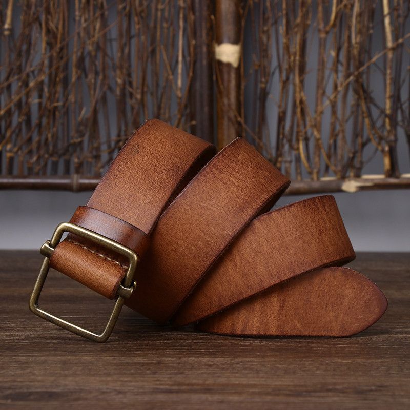 Leather Smooth Buckle Leather Belt Size ONE SIZE - 1 Thumbnail