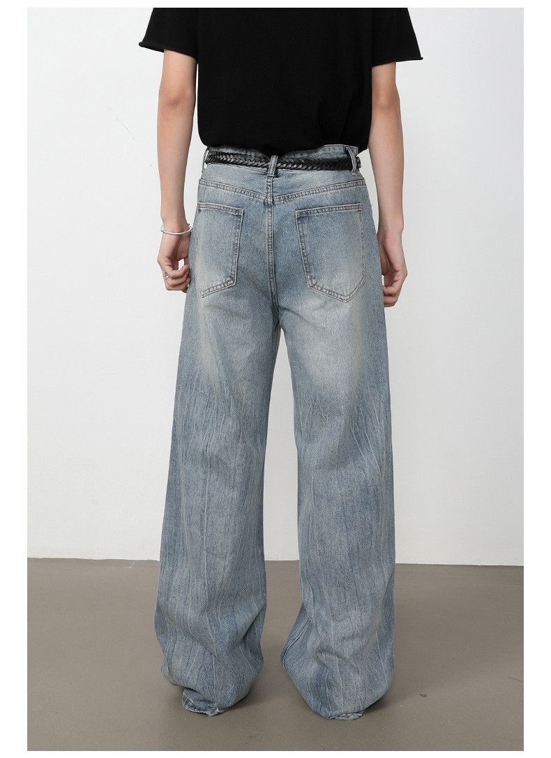 Japanese Brand Men's American Retro Washed Loose-Fit Straight-Leg Jeans Size US 32 / EU 48 - 5 Thumbnail