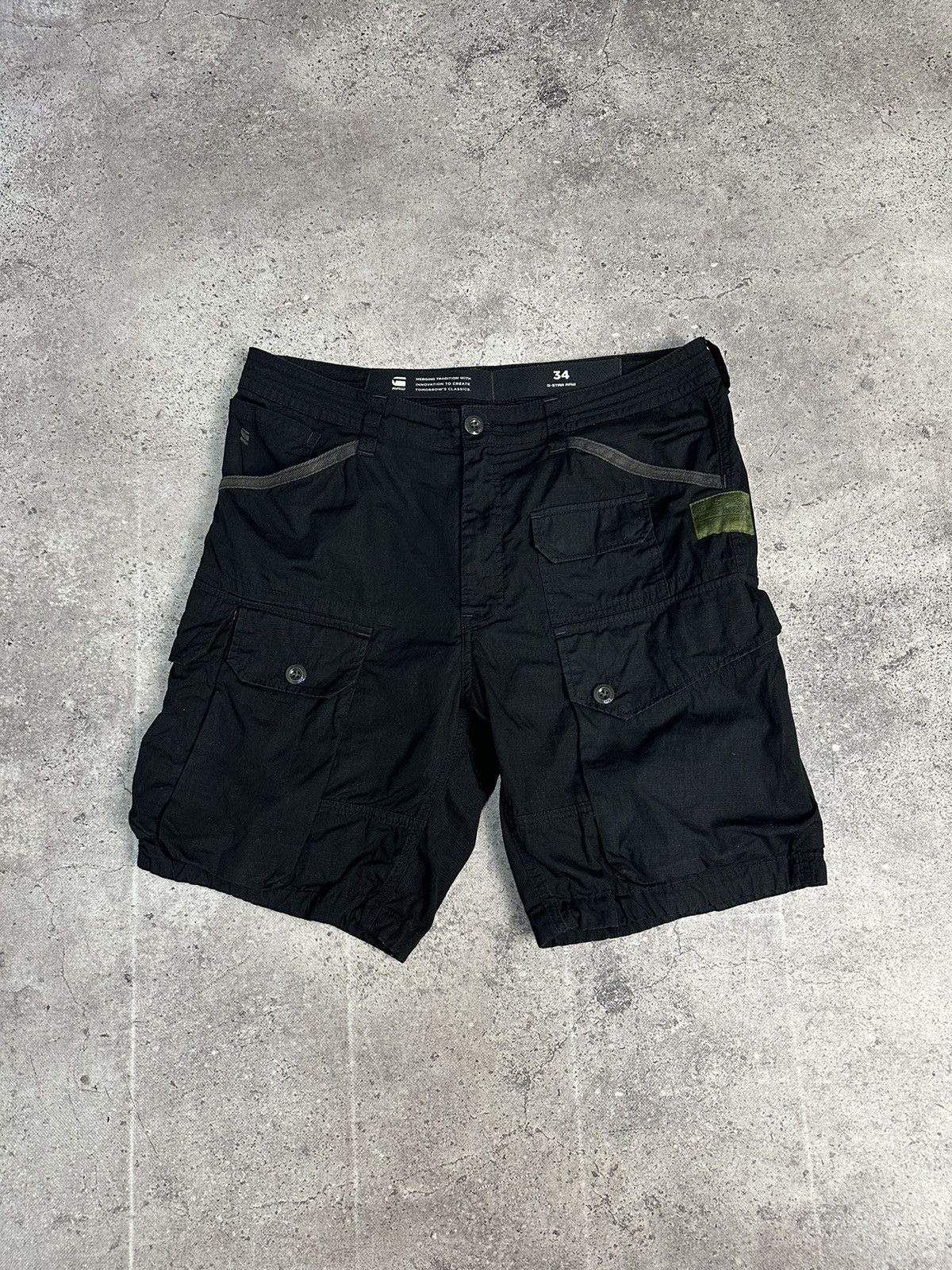 Vintage G-Star Raw Black Cargo Shorts Multipocket Archival