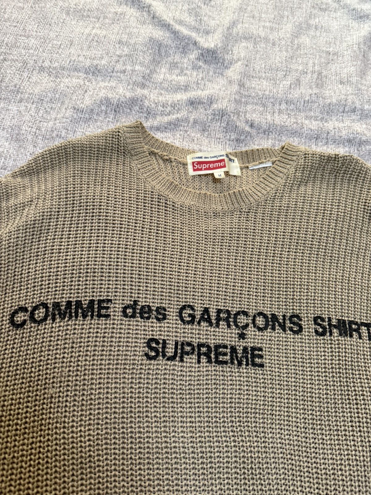Supreme cdg tan sweater