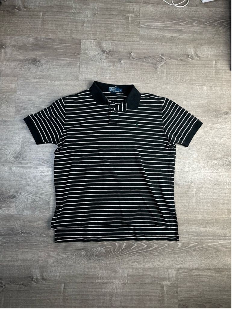 Polo Ralph Lauren Men's Y2K Ralph Lauren Polo Shirt XL Black Striped Size US XL / EU 56 / 4 - 1 Thumbnail