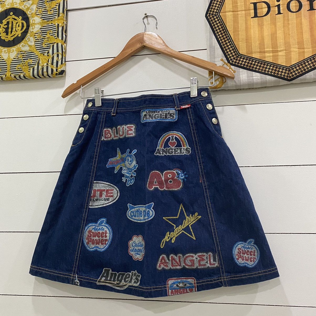 Angel Blue Angel Blue Metallic Printed Patches Denim Mini Skirts Size 24" / US 00 / IT 34 - 3 Thumbnail
