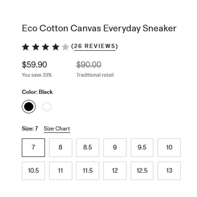 Quince Eco Cotton Canvas Everyday Sneaker Black Size 7M 8.5W NWT Size US 7 / EU 40 - 5 Thumbnail
