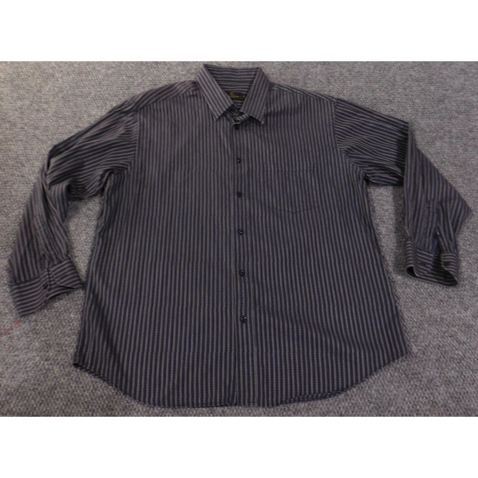 BUGATCHI Bugatchi Uomo Shirt XL blue striped classic fit mens button up retro Size US XL / EU 56 / 4 - 5 Thumbnail