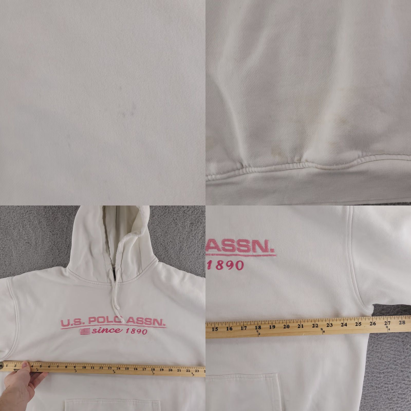 Vintage US Polo Assn. Hoodie Mens XL White Distressed Heavyweight Thick Pullover 90s? Not specified Size US XL / EU 56 / 4 - 8 Thumbnail