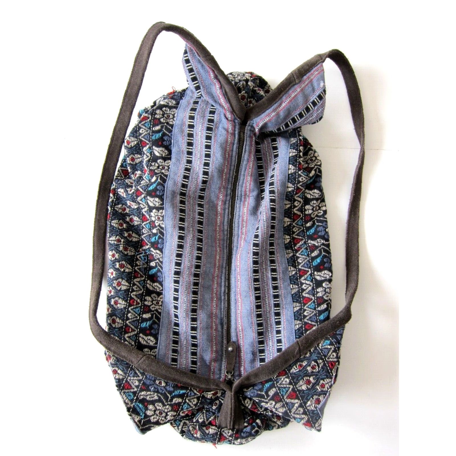 Vintage VINTAGE American Eagle Outfitter Cotton Embroidered Floral Leather Duffel Backpack Purse Size ONE SIZE - 7 Thumbnail