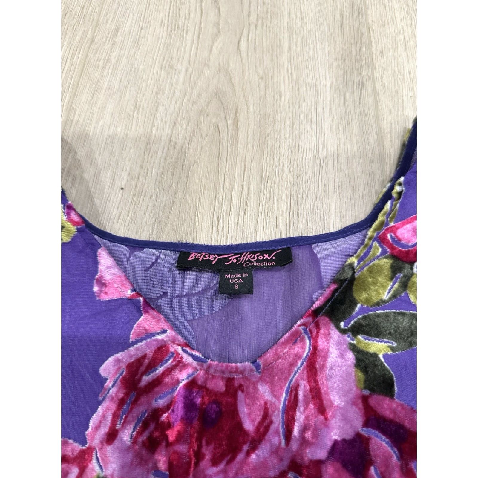 Betsey Johnson VINTAGE Betsey Johnson 90s Purple Pink Floral Velvet Burnout Mini Dress Small Dress Bohemian Womens Size S / US 4 / IT 40 - 5 Thumbnail