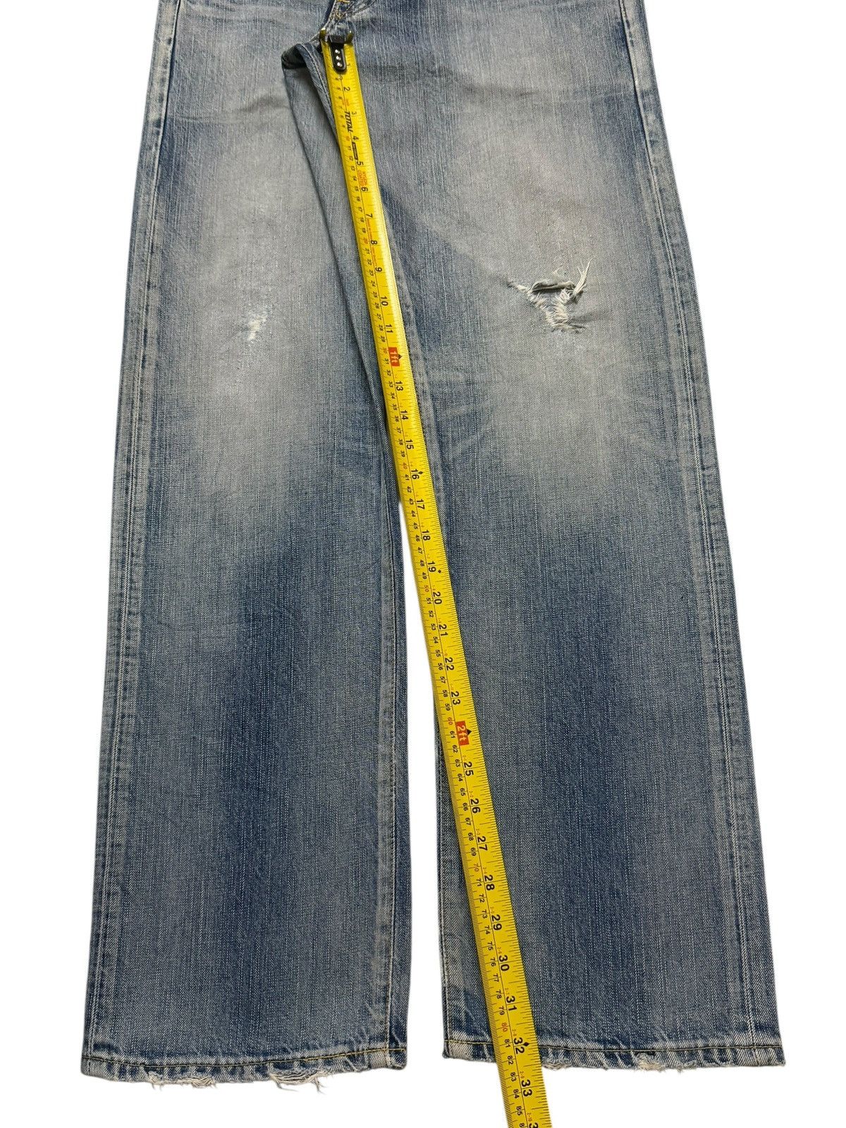 Edwin Vintage 90s Edwin 504 Blue Faded Wash Distress Wide Leg Size US 31 - 11 Thumbnail