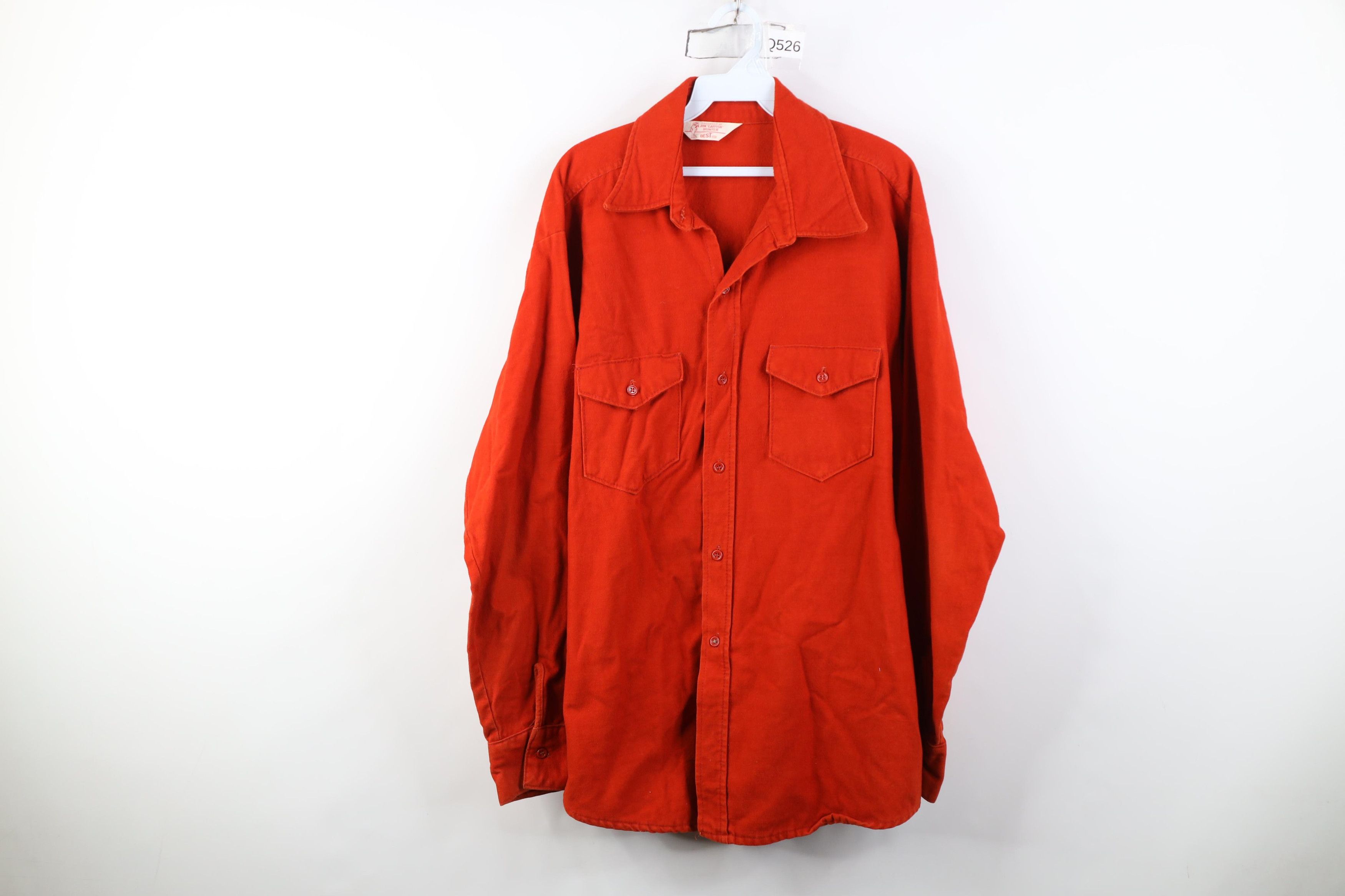 Vintage Vintage 70s Streetwear Chamois Cloth Button Shirt Orange USA Size US XL / EU 56 / 4 - 1 Thumbnail