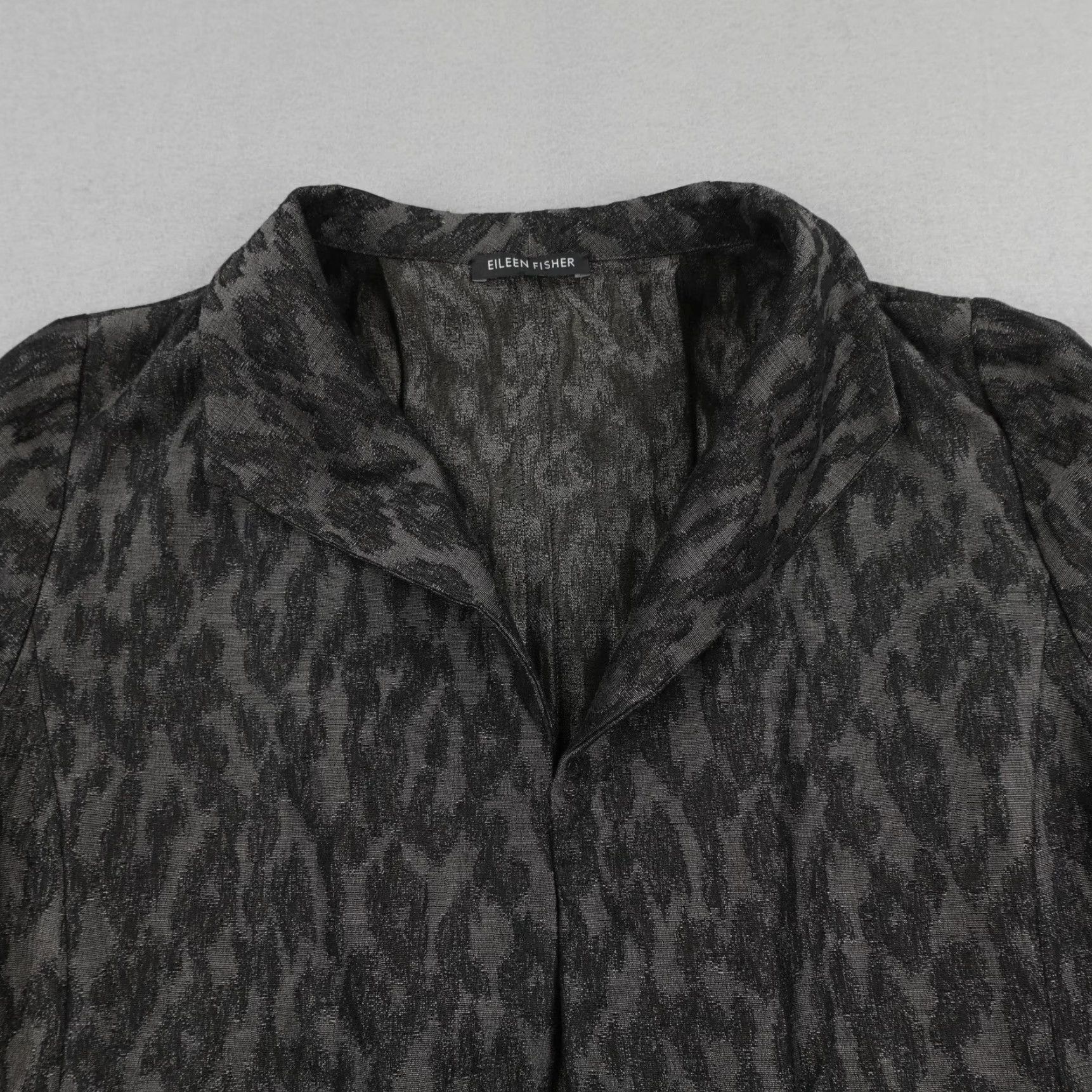 Eileen Fisher VINTAGE Eileen Fisher Jacket Womens One Size Gray Animal Print Open Front Long Coat Size L / US 10 / IT 46 - 2 Thumbnail