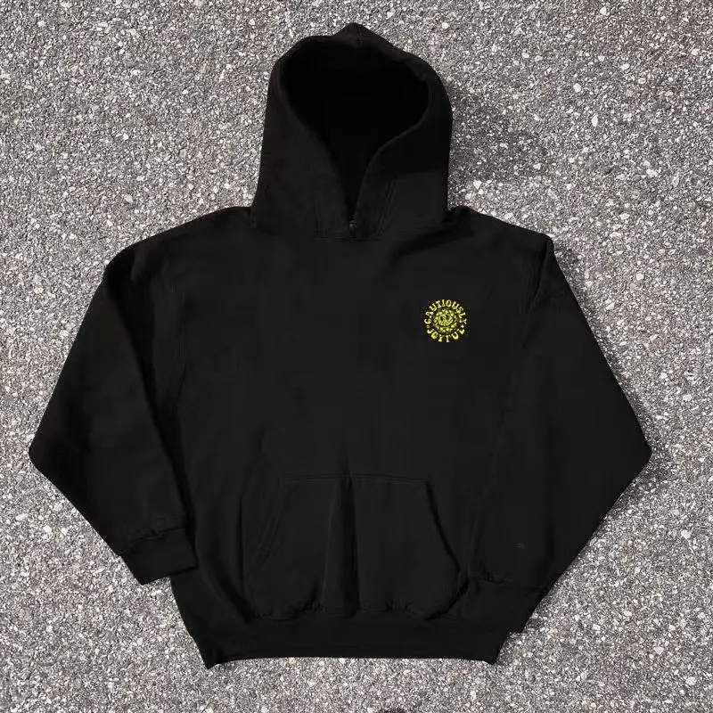 Japanese Brand Hip Hop Retro Smiley Print Casual Loose L Hooded Sweatshirt Size US L / EU 52-54 / 3 - 2 Thumbnail