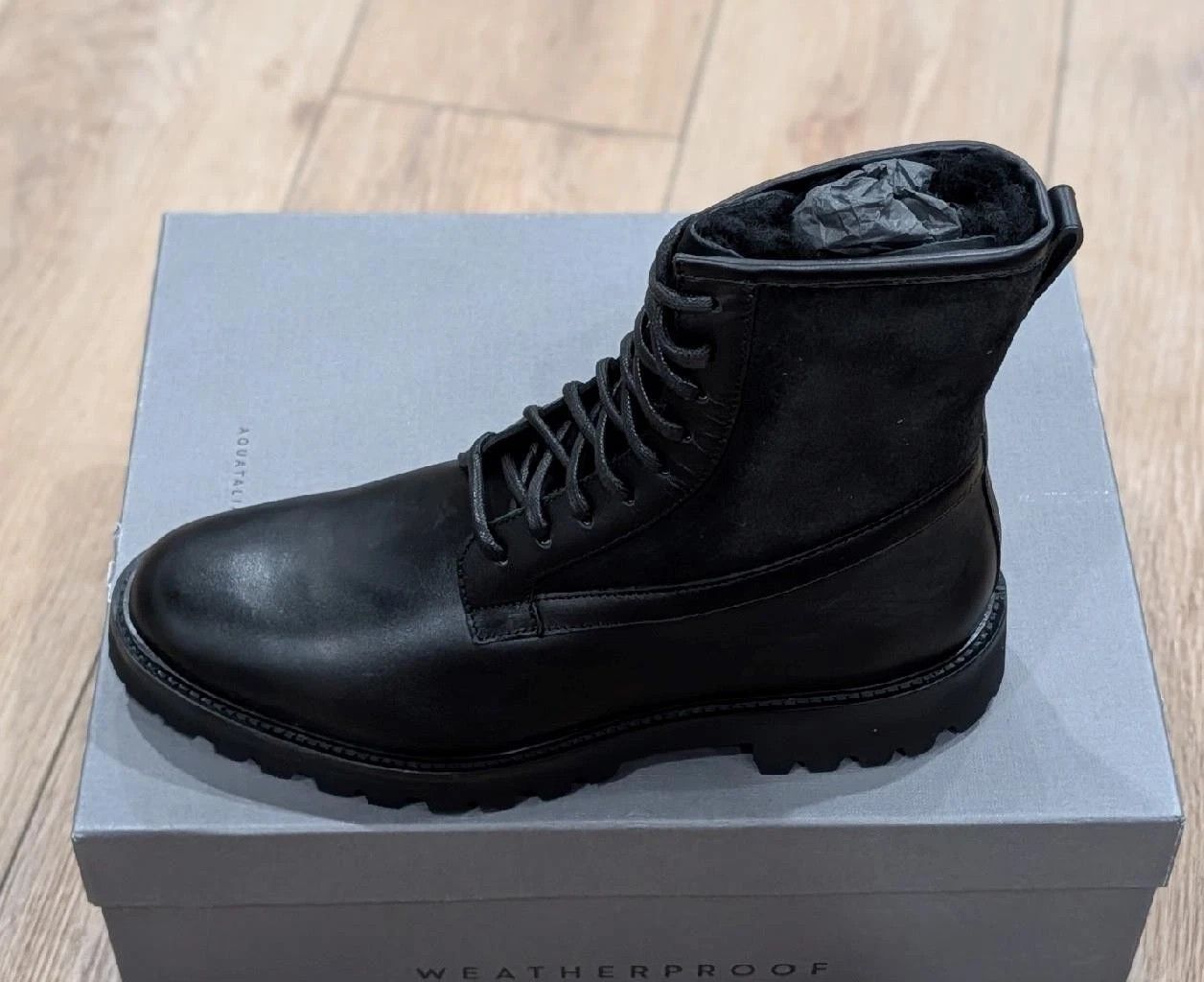 Aquatalia Aquatalia "Gitan" Leather/Shearling Combat Boots Black 9.5 Size US 9.5 / EU 42-43 - 3 Thumbnail