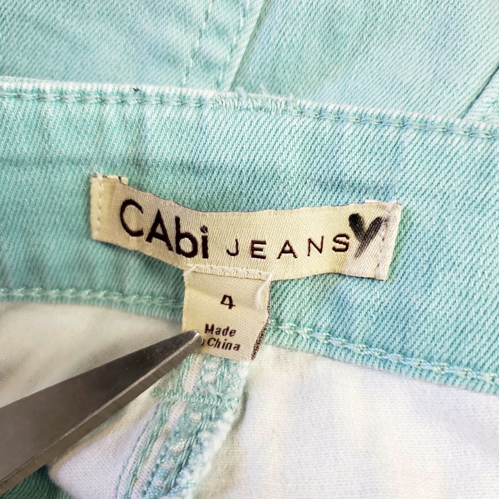Vintage CAbi 322 Womens Thin Mint Skinny Jeans Sz 4 Green Mid Rise Cotton Blend Size 27" / US 4 / IT 40 - 6 Thumbnail