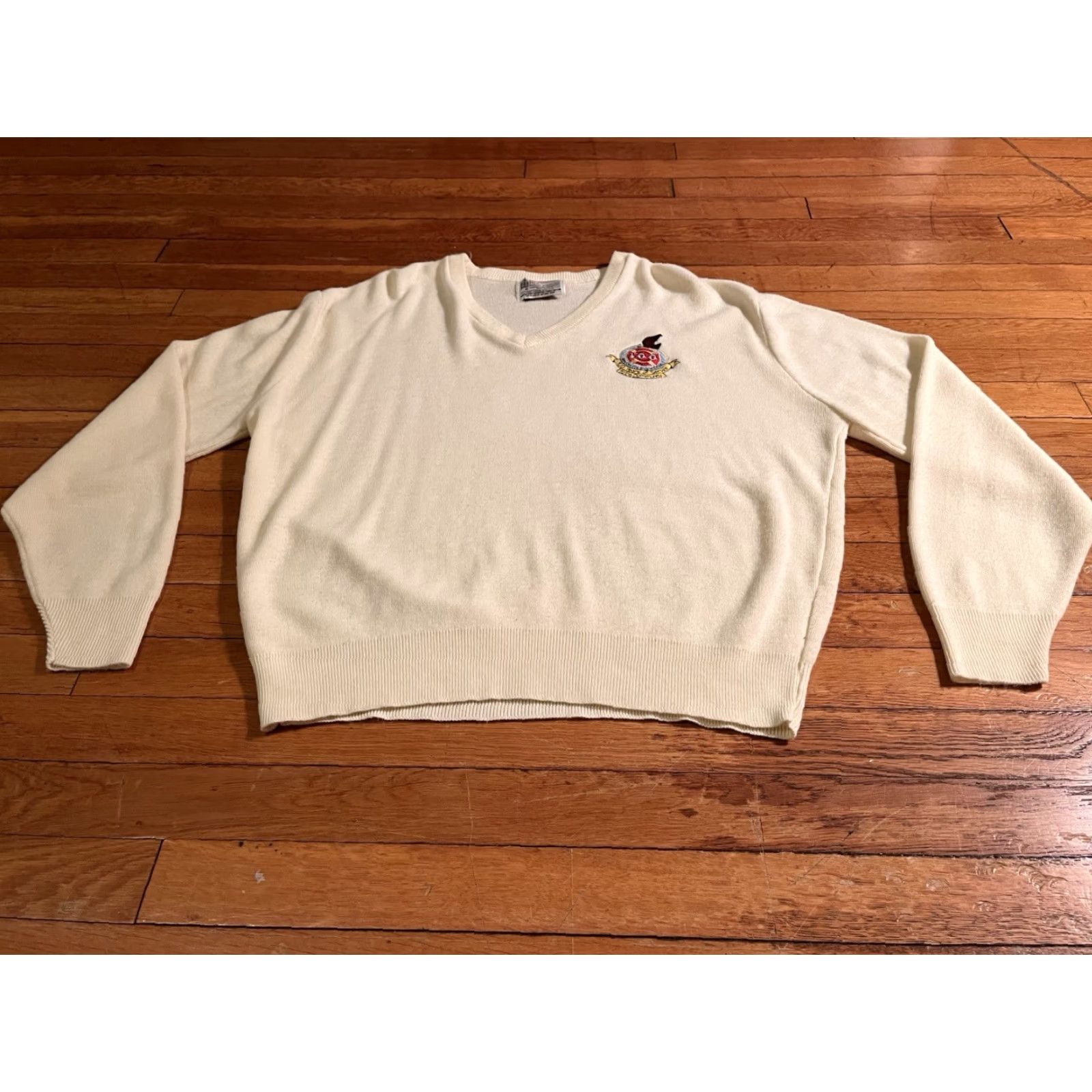 London Fog VINTAGE London Fog Sweater Shirt Men’s L Cream 80s 1988 City Classic Retro Embroidered Logo Knit Crew Neck Lightweight Oversized Solid Ivory Size US L / EU 52-54 / 3 - 2 Thumbnail