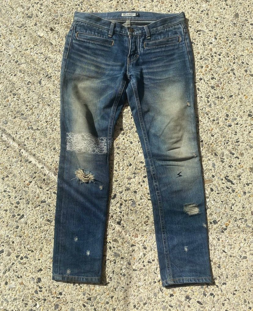 image of Jun Takahashi x Undercover Aw04 But Beautiful Lace Denim in Blue, Men's (Size 26)