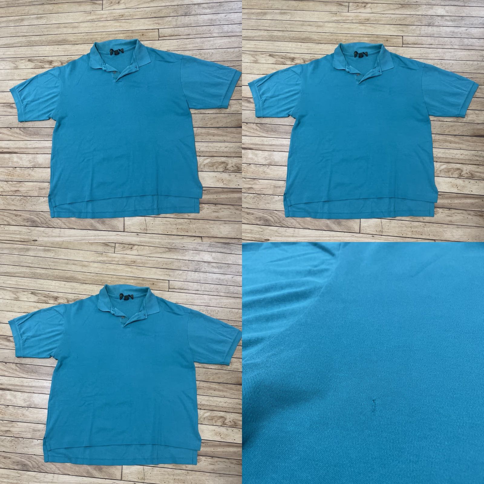 Vintage VINTAGE Polo Shirt Men XL Teal Blue Stretch Jersey Crop Single Stitch 90s USA Grunge Size US XL / EU 56 / 4 - 9 Thumbnail