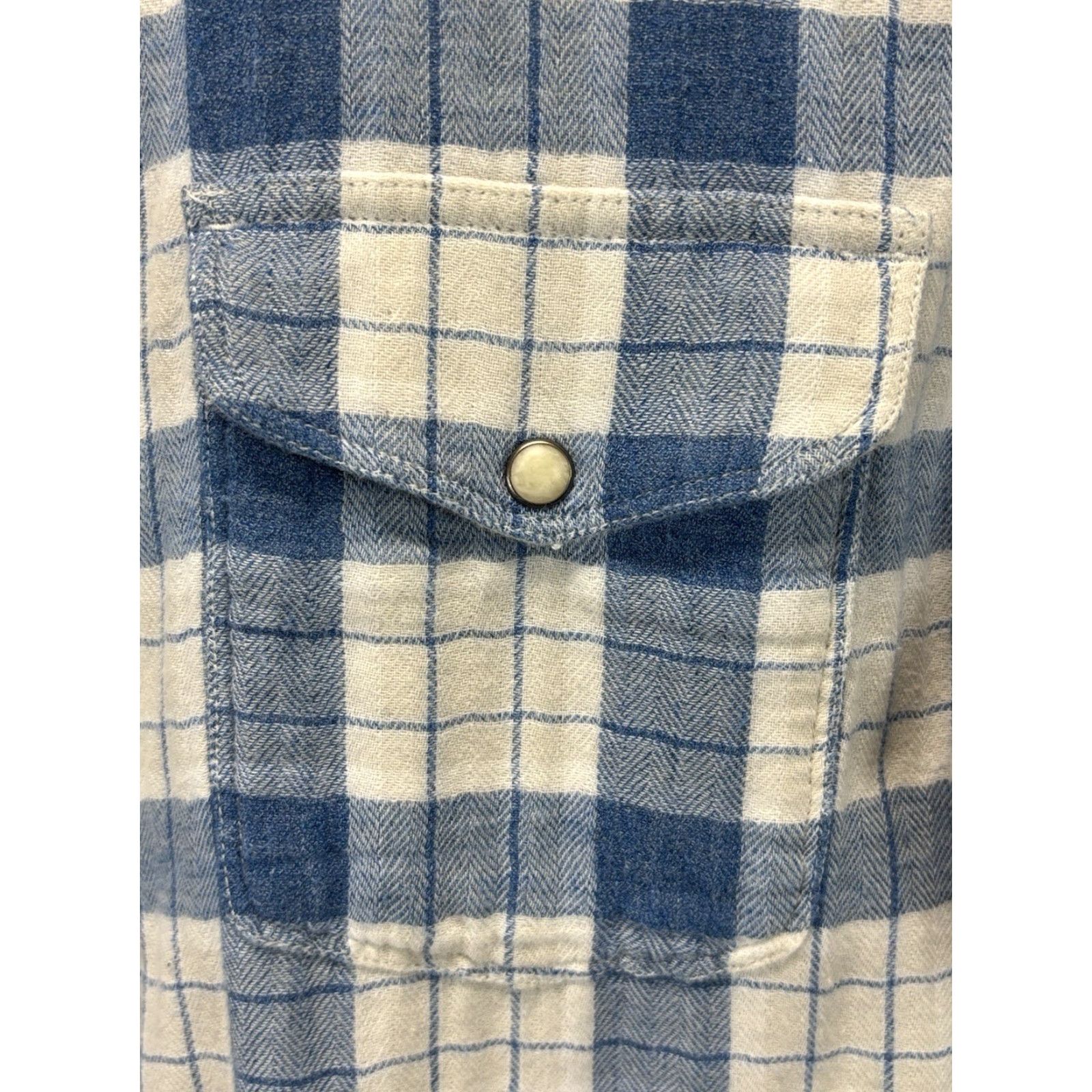 Lucky Brand Lucky Brand Men Western Style Pearl Snap Button Up Blue Plaid Shirt Gauze Large Size US L / EU 52-54 / 3 - 5 Thumbnail