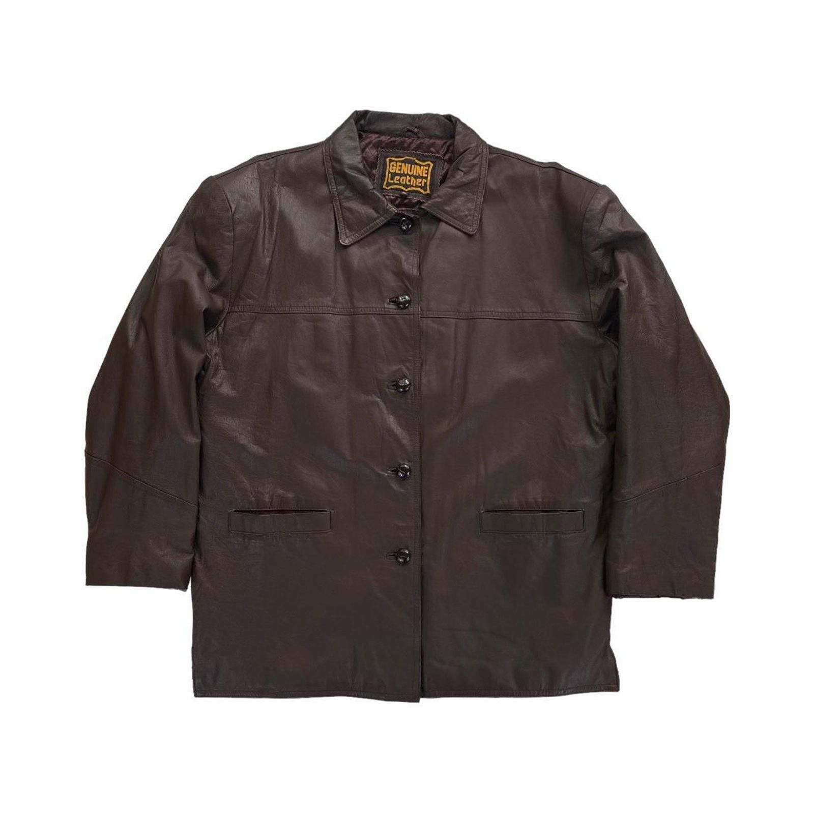 Vintage 90s Vintage Chocolate Brown Leather Jacket Overcoat Size US XL / EU 56 / 4 - 1 Thumbnail