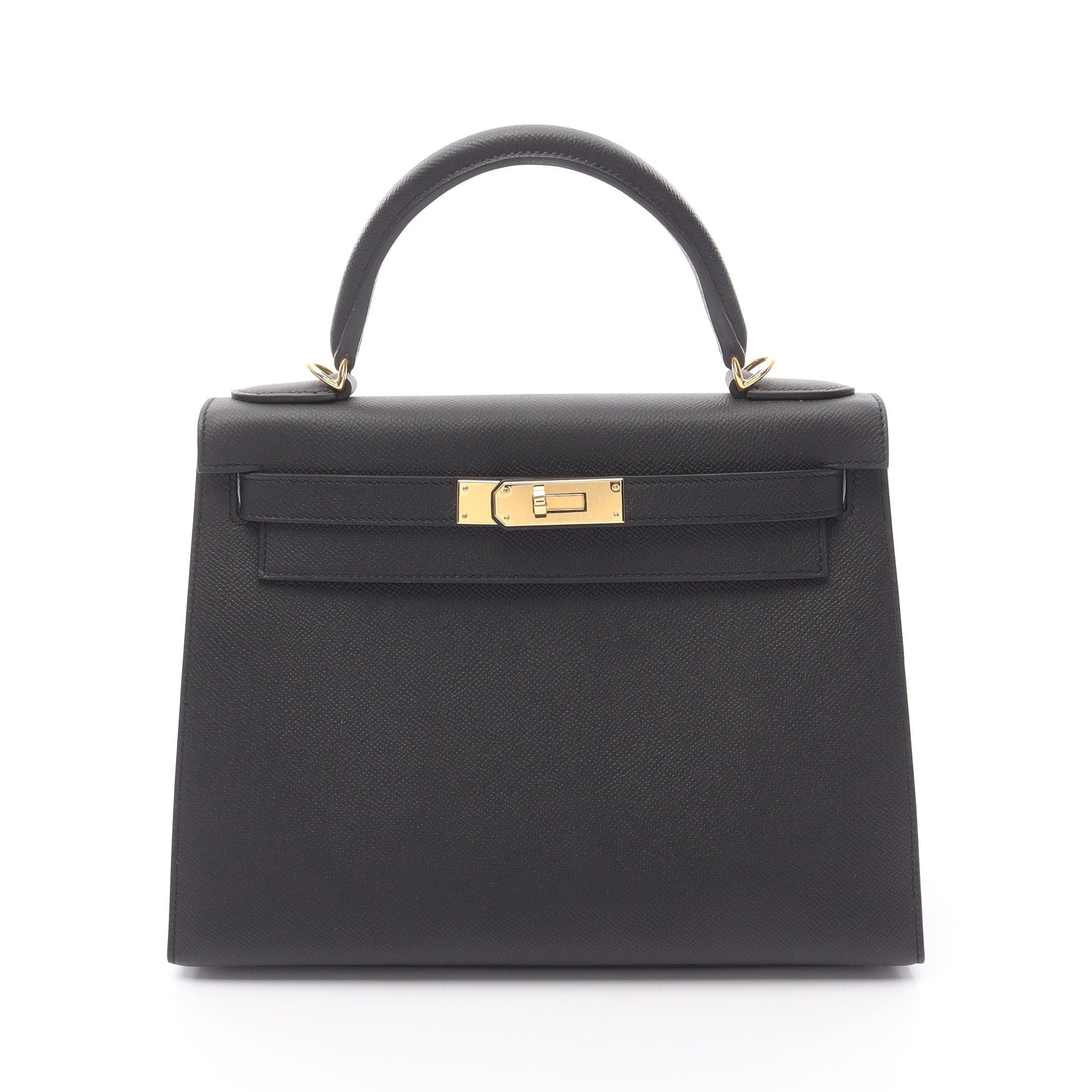 Hermes Hermes Kelly28 Handbag Veau Epsom Black Gold Hardware Outside Sewing Double Engraved Size ONE SIZE - 1 Thumbnail